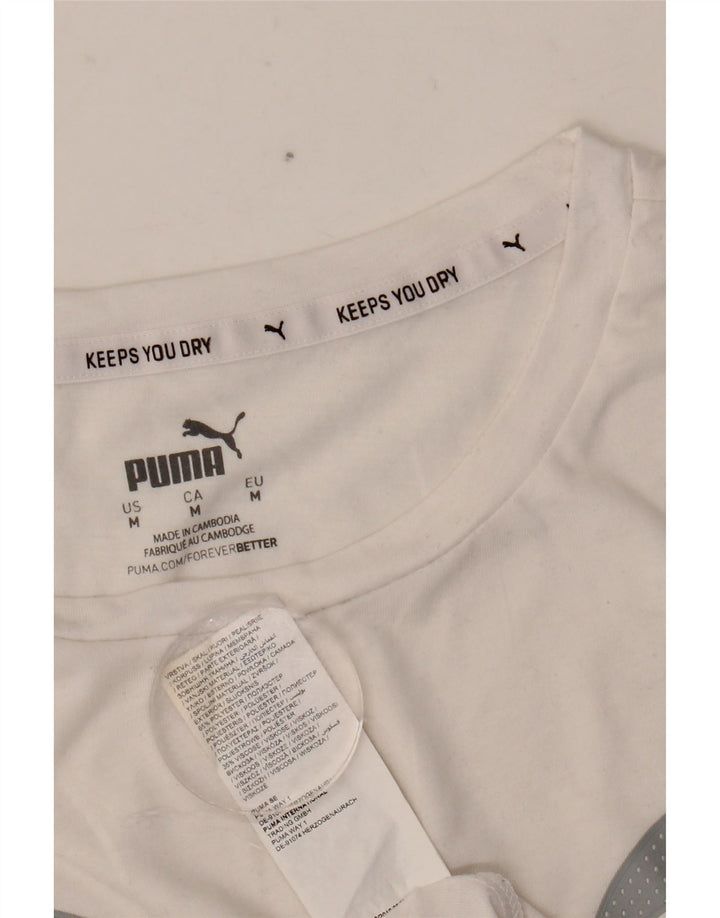 PUMA Womens Graphic T-Shirt Top UK 14 Medium White Polyester