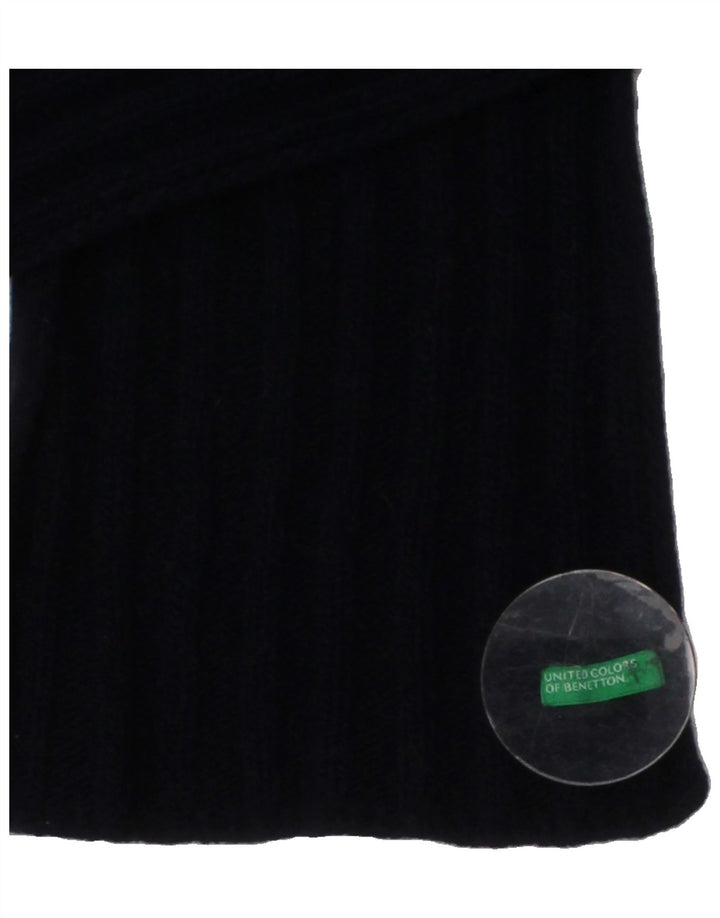 BENETTON Womens Knit Rectangle Scarf One Size Navy Blue Vintage Benetton and Second-Hand Benetton from Messina Hembry 