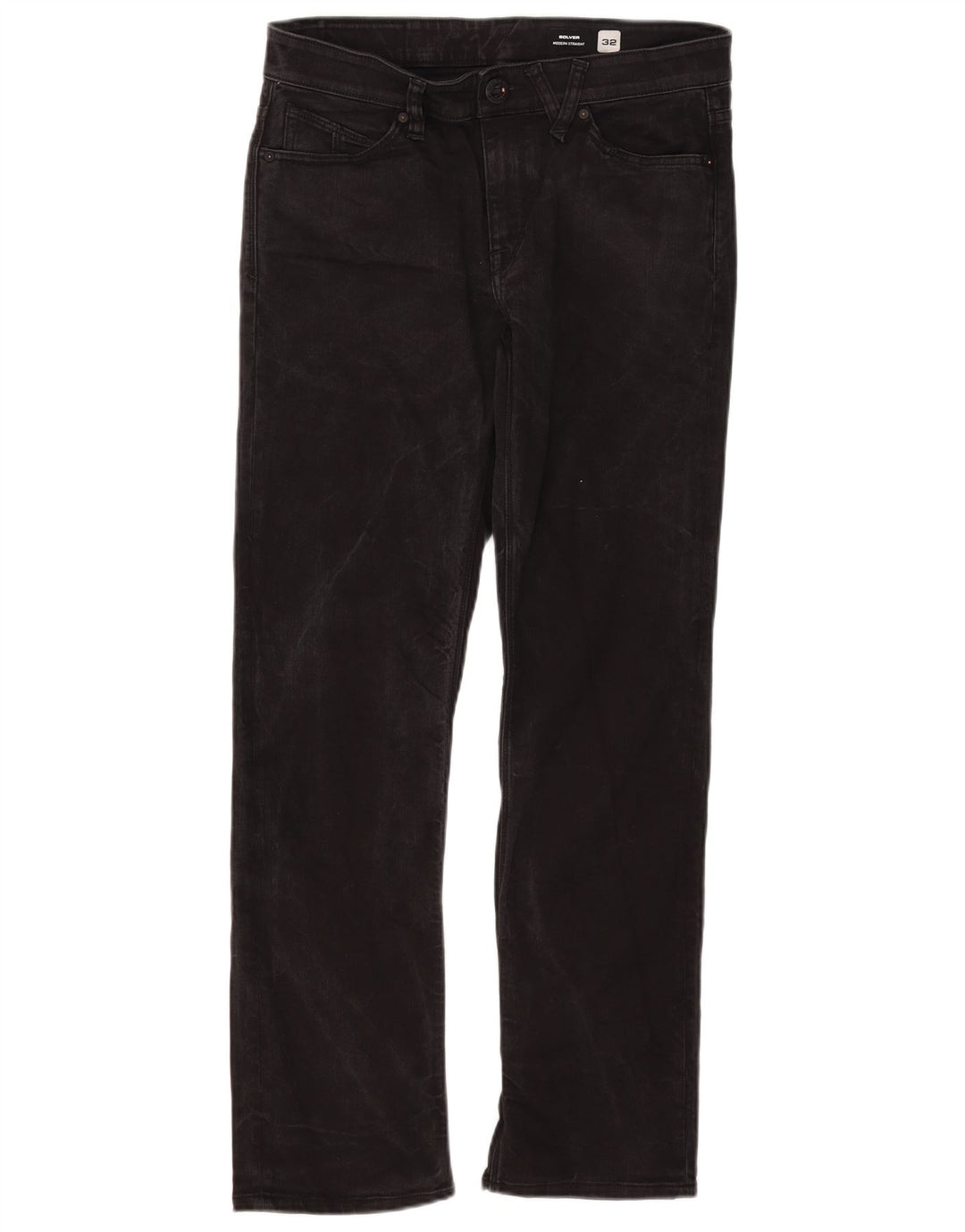 Volcom Mens Solver Straight Jeans W32 L30 Black Cotton