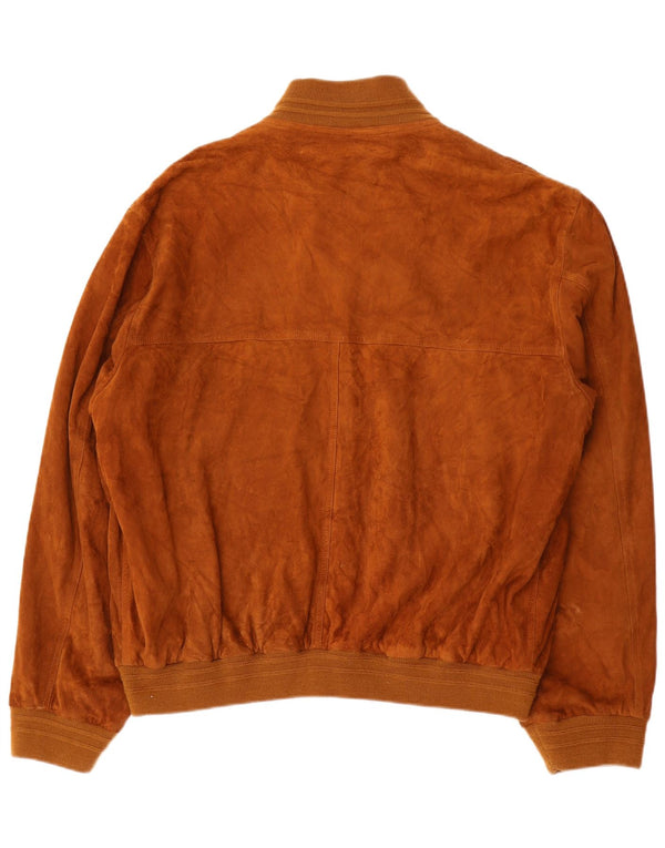 Giubbotto bomber vintage in pelle scamosciata da uomo IT 56 3XL in pelle marrone