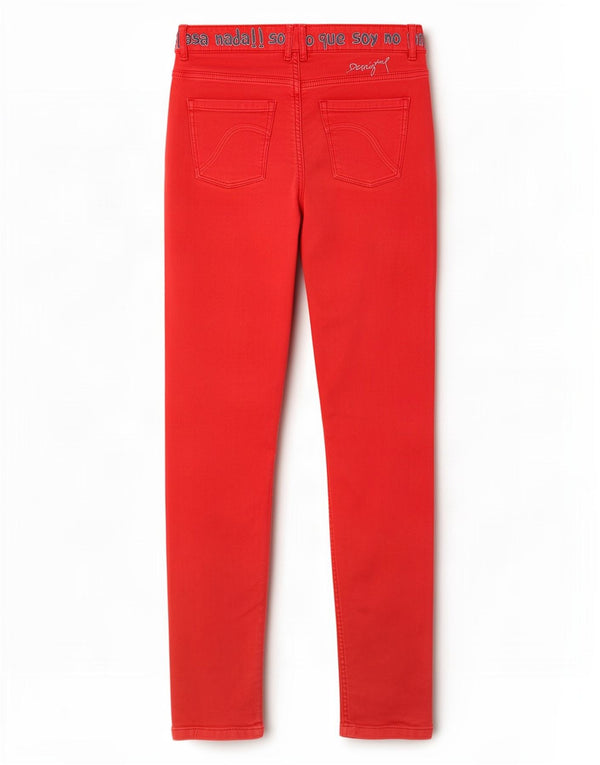Desigual Kvinders Grafiske Slim Casual Bukser W34 L30 Rød Bomuld