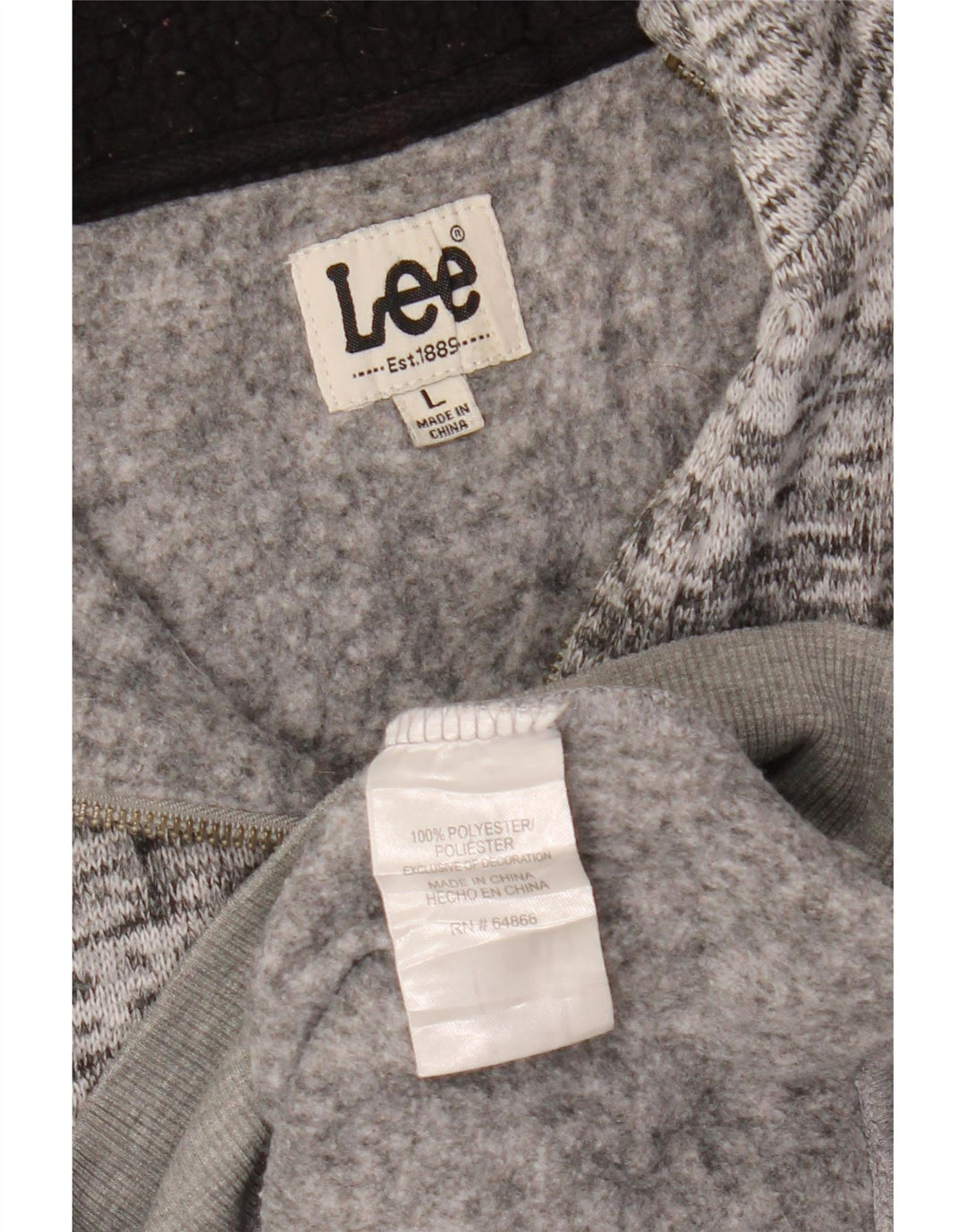 Lee Mens Zip Neck Sweatshirt Jumper Large Grey Flecked Polyester