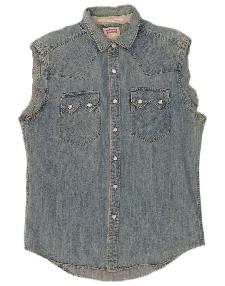 Levi's Mens Sleeveless Denim Shirt Medium Blue Cotton