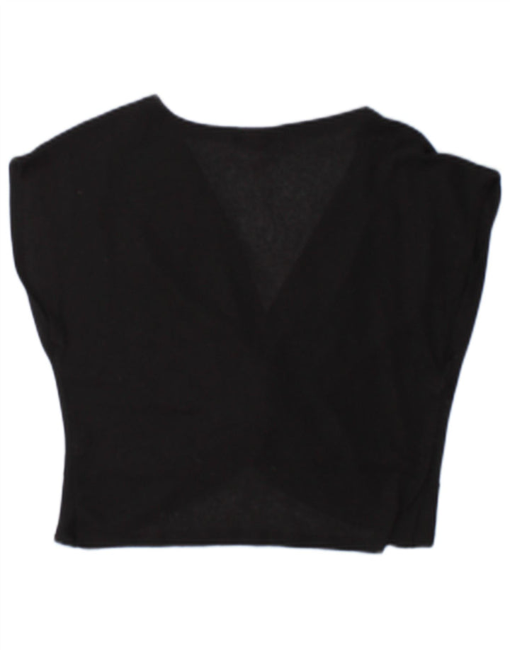 Top corto da donna Zara in camicetta UK 10 piccolo poliestere nero