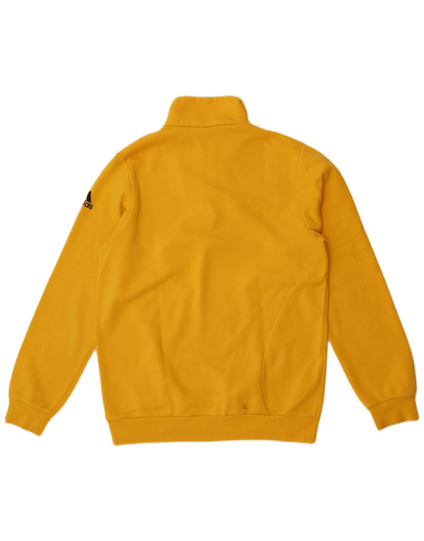 Adidas Mens Zip Neck Sweatshirt Jumper UK 40/42 Medium Yellow Cotton