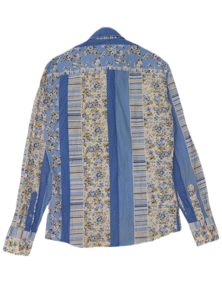 SMOG Mens Shirt Small Blue Floral Polyester