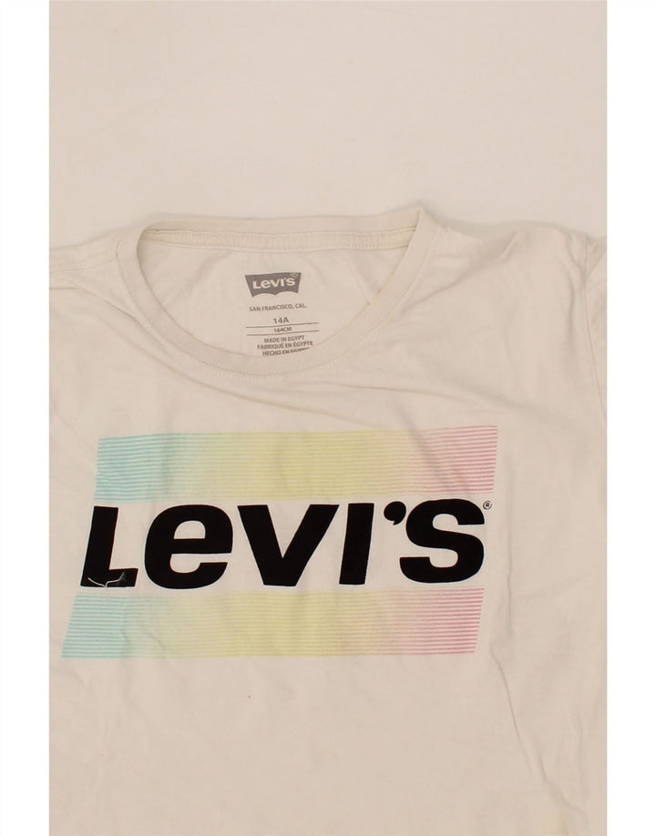 LEVI'S Boys Graphic T-Shirt Top 13-14 Years White Vintage Levi's and Second-Hand Levi's from Messina Hembry 
