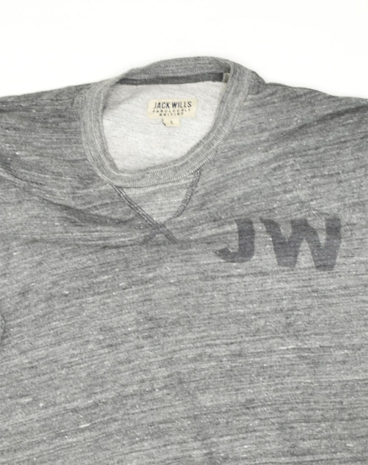 JACK WILLS Mens Graphic Sweatshirt Jumper Small Grey Cotton | Vintage Jack Wills | Thrift | Second-Hand Jack Wills | Used Clothing | Messina Hembry 