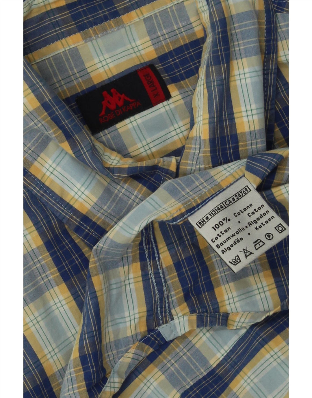 Kappa Herrenhemd XL, blau kariert, Baumwolle
