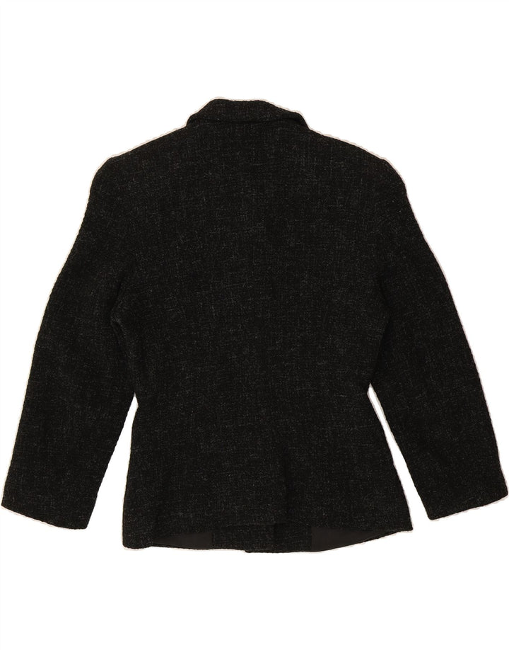 ALEXANDRA Womens 4 Button Blazer Jacket UK 14 Medium Black Flecked Wool Vintage Alexandra and Second-Hand Alexandra from Messina Hembry 