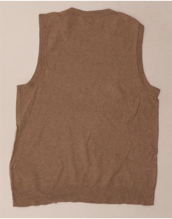 J. Crew Dame Klassisk Vest Tank Top UK 12 Medium Beige Bomuld
