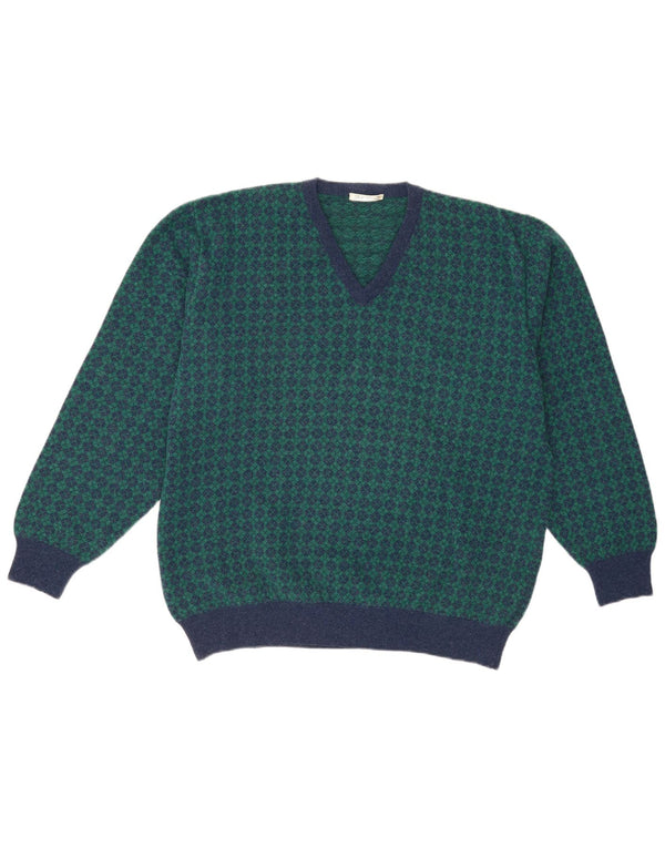 Della Ciana Pull col V pour homme IT 52 Large Vert Géométrique