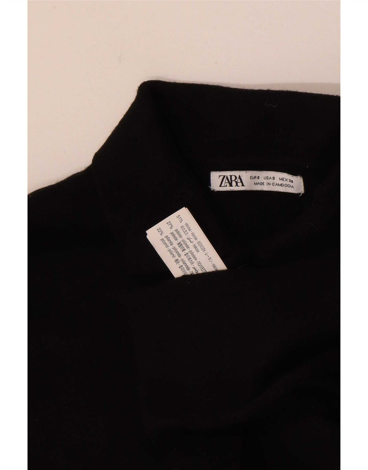 Zara Mens Long Sleeve Polo Shirt Small Black Viscose