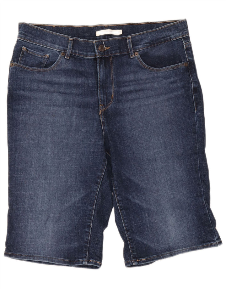 Pantaloncini di jeans Bermuda da donna Levi's W29 in cotone blu medio