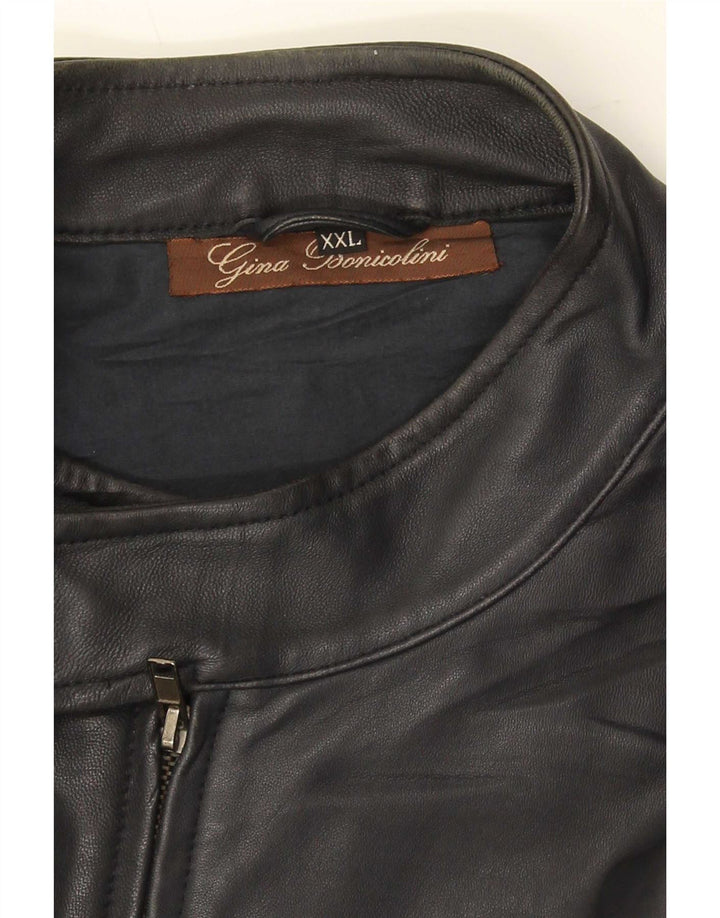 Jaqueta de couro masculina vintage UK 44 2XL preta