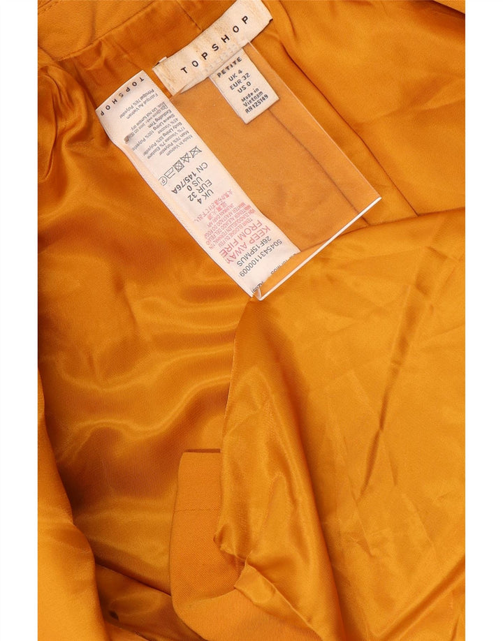 Topshop Womens Double Breasted Blazer Jacket UK 4 XS Yellow Polyester