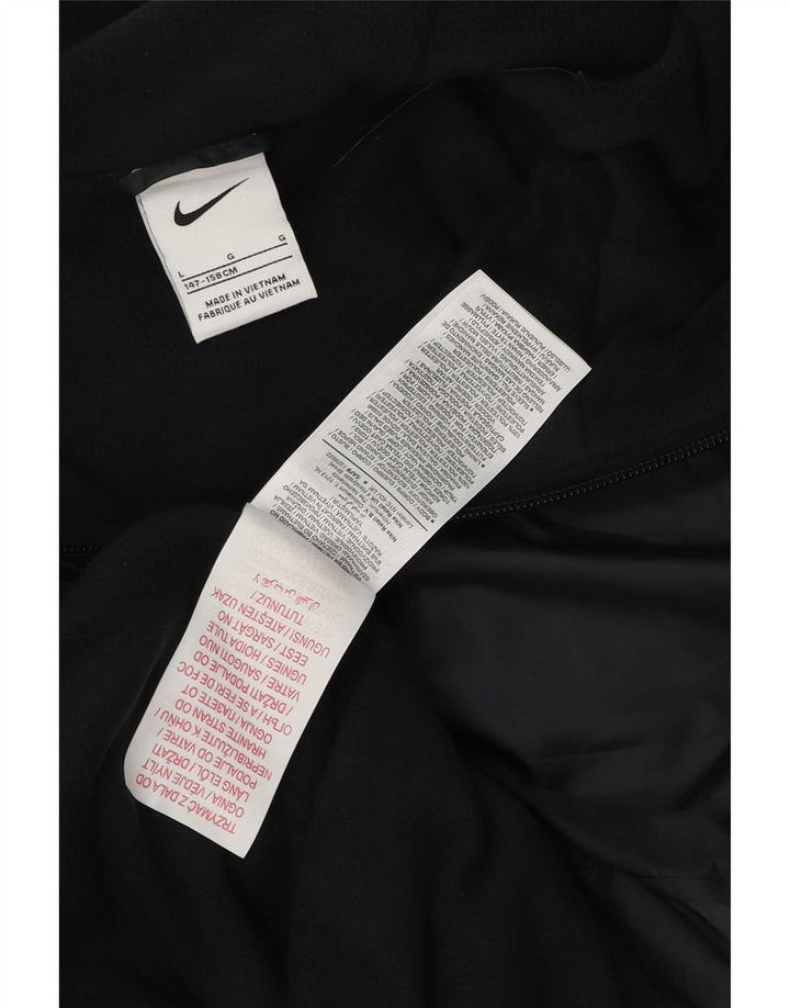 Nike Boys Hooded Rain Jacket 12-13 Years Large Black Polyester