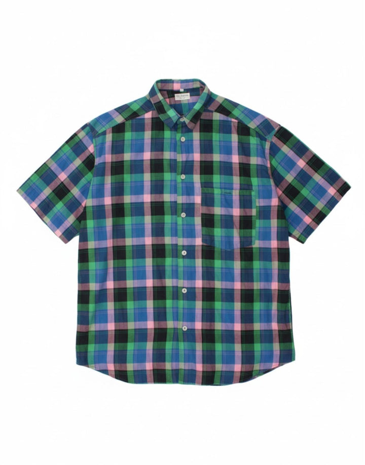 PAL ZILERI Mens Short Sleeve Shirt Medium Multicoloured Check Cotton