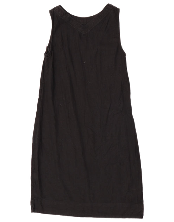 Marks & Spencer Womens Sleeveless A-Line Dress UK 8 Small Black Linen