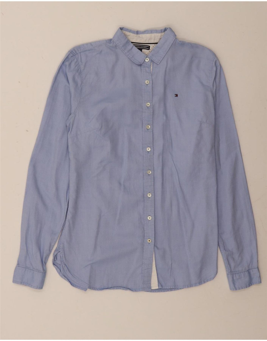 TOMMY HILFIGER Womens Fitted Shirt US 6 Medium Blue Cotton Vintage Tommy Hilfiger and Second-Hand Tommy Hilfiger from Messina Hembry 
