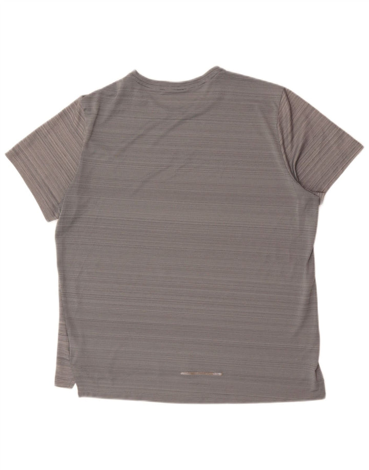 Nike Mens Dri Fit T-Shirt Top Large Grey Pinstripe Polyester