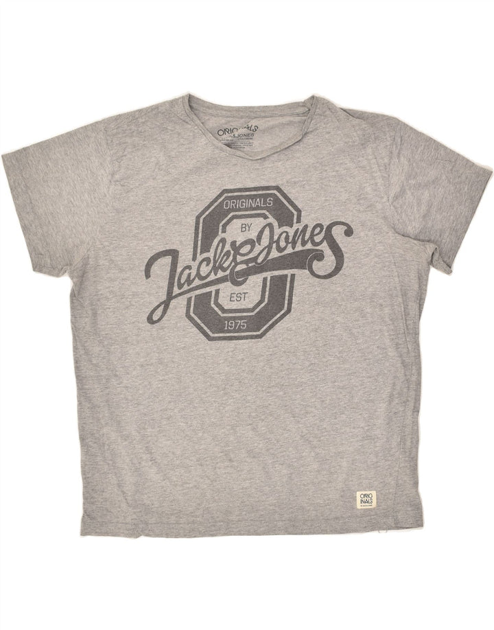 JACK & JONES Mens Graphic T-Shirt Top XL Grey Cotton | Vintage Jack & Jones | Thrift | Second-Hand Jack & Jones | Used Clothing | Messina Hembry 