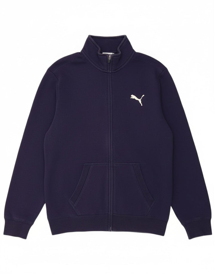 PUMA Mens Tracksuit Top Jacket Large Navy Blue Cotton