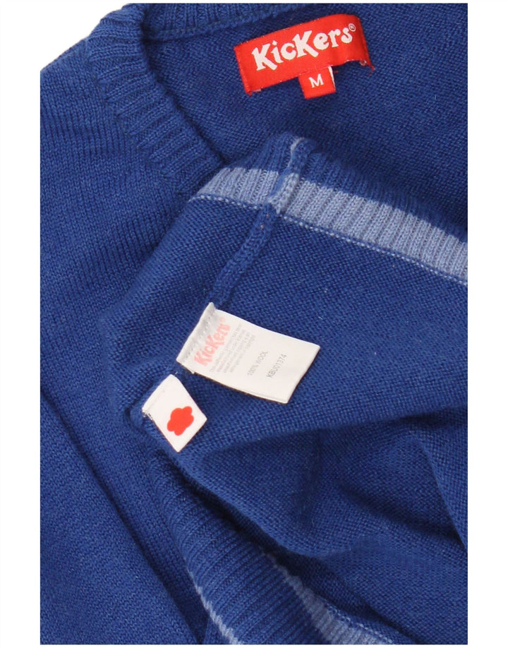 Kickers Mens V-Neck Jumper Sweater Medium Blue Wool