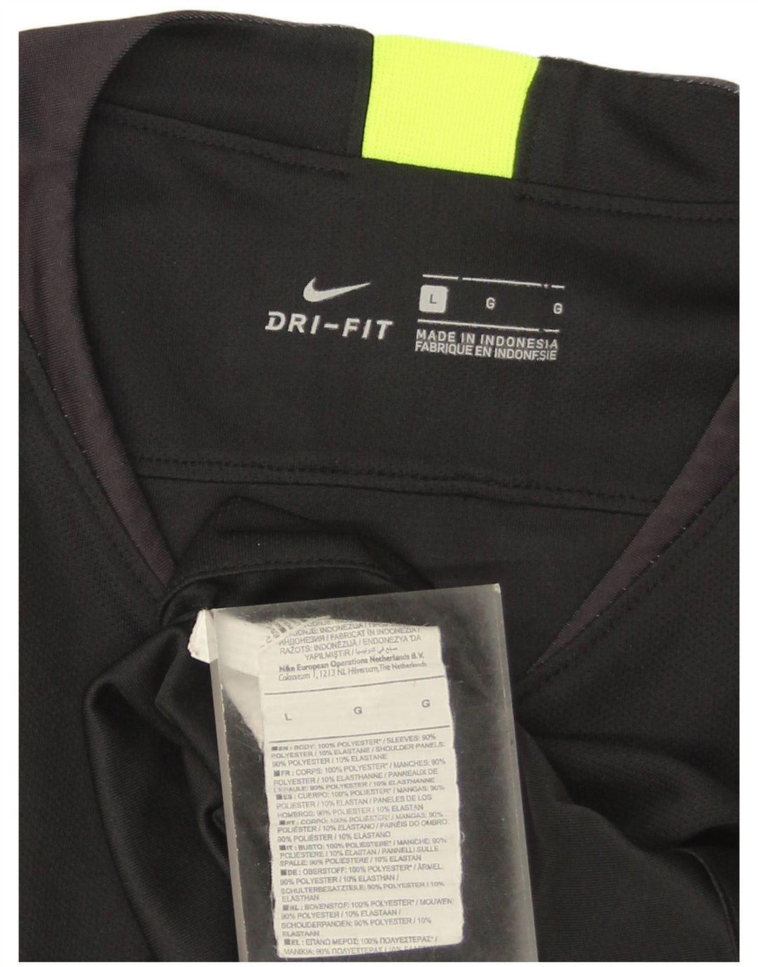 Nike Mens Dri Fit T-Shirt Top Large Black Striped Polyester