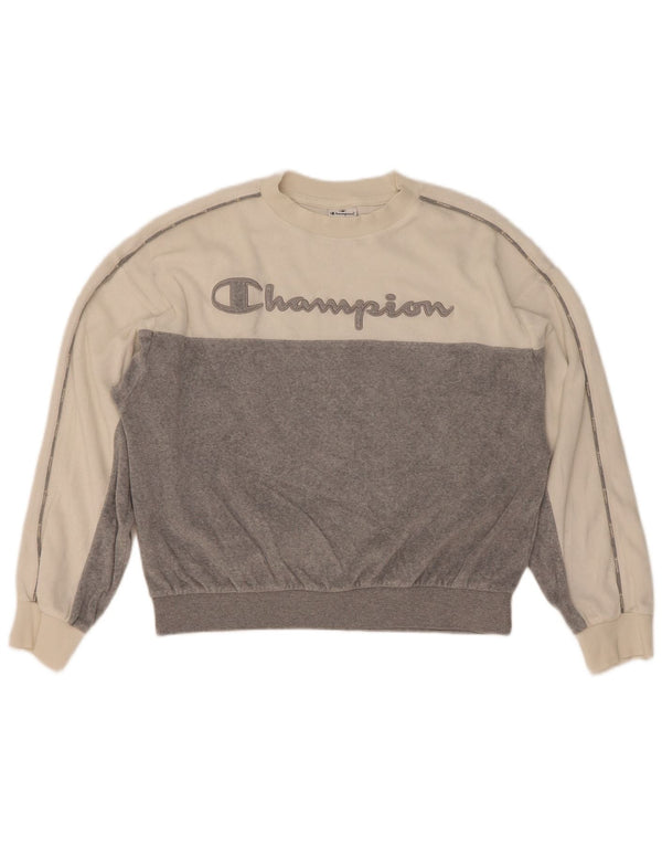 Champion Γυναικεία γραφική φούτερ Jumper UK 14 Medium White Colourblock