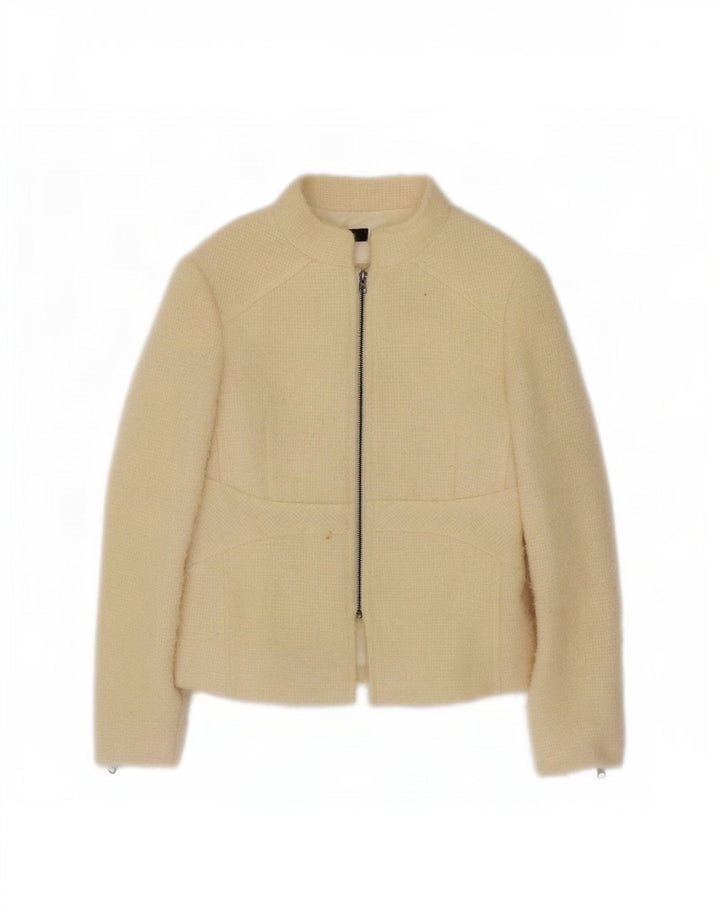 Zara Womens Full Zip Blazer Jacket EU 40 Medium Off White Laine