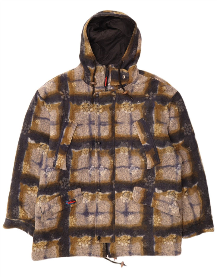 Invicta Mens Hooded Fleece Jacket UK 42 XL Multicoloured Check Polyester