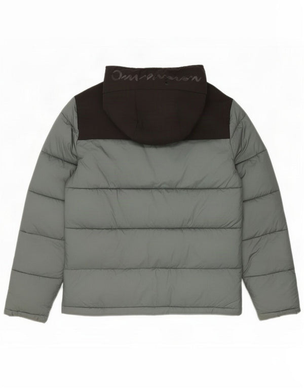 Champion Giacca imbottita con cappuccio da uomo UK 36 Small Grigio Colourblock Poliammide