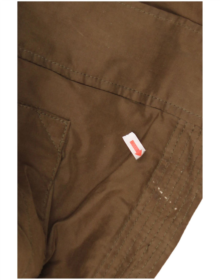 Zara Womens Hooded Parka Jacket UK 14 Medium Khaki Check Cotton