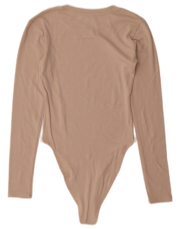 ZARA Womens Long Sleeve Bodysuit UK 8 Small Beige