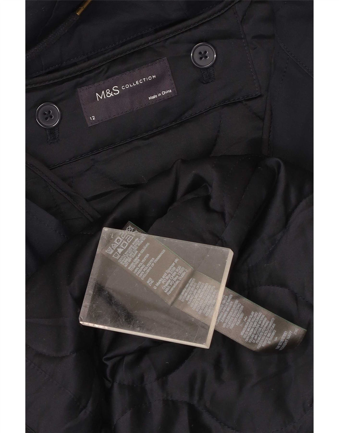 Marks & Spencer Womens Hooded Parka Jacket UK 12 Medium Navy Blue Polyester
