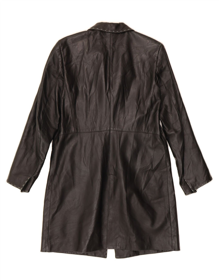 VINTAGE Womens Leather Coat UK 14 Medium Black Vintage Vintage and Second-Hand Vintage from Messina Hembry 