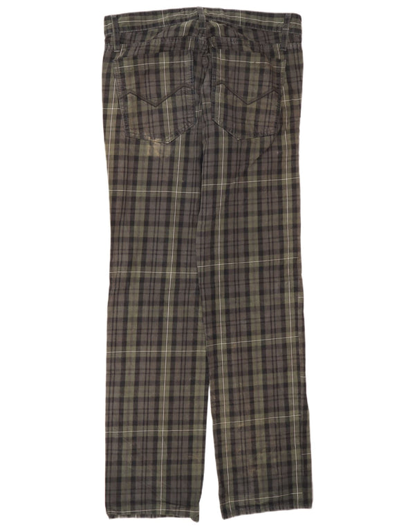Energie Mens Straight Casual Trousers W33 L34 Khaki Check