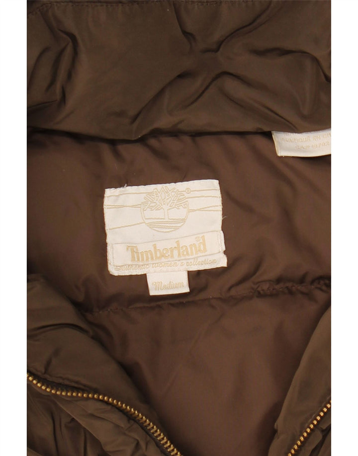 TIMBERLAND Womens Hooded Padded Coat UK 14 Medium Brown Polyester Vintage Timberland and Second-Hand Timberland from Messina Hembry 