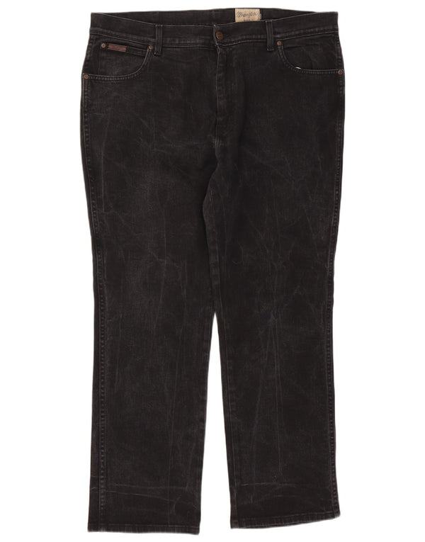 Wrangler Herren Texas Stretch Straight Jeans W40 L30 Schwarze Baumwolle