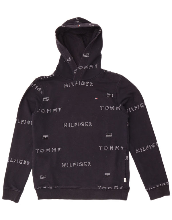 Tommy Hilfiger Boys Graphic Hoodie Jumper 15-16 Years Navy Blue Cotton