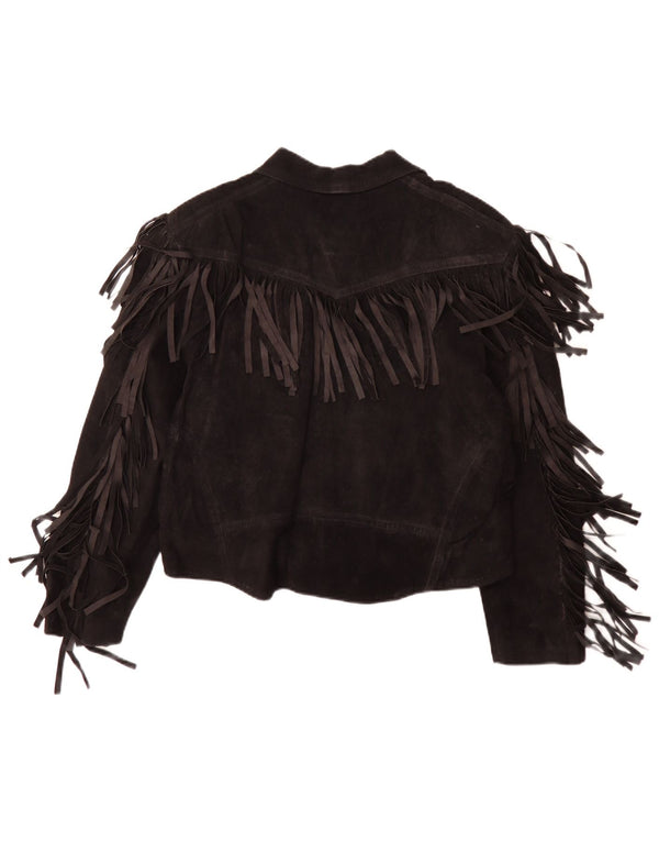 Chaqueta de ante vintage para mujer IT 50 XL Vaquero de cuero negro