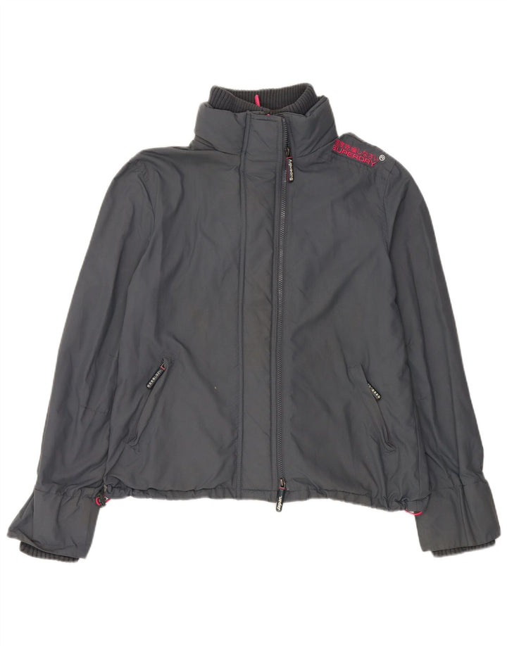 Superdry Womens Windcheater Rain Jacket UK 42 XL Grey Nylon