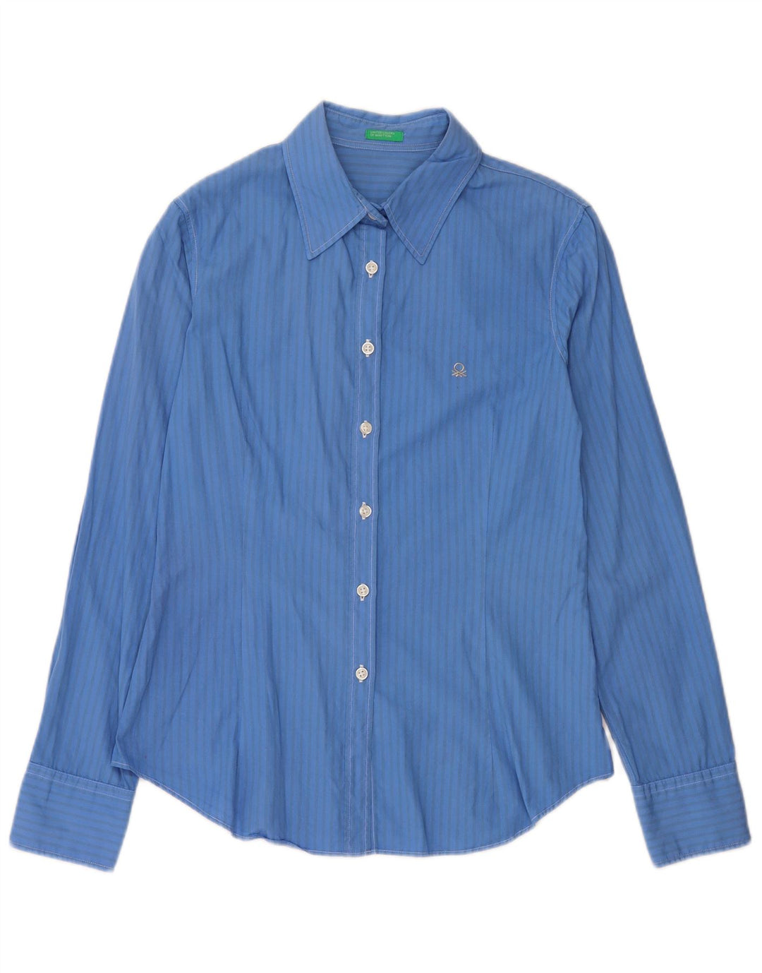 BENETTON Womens Shirt UK 16 Large Blue Striped
