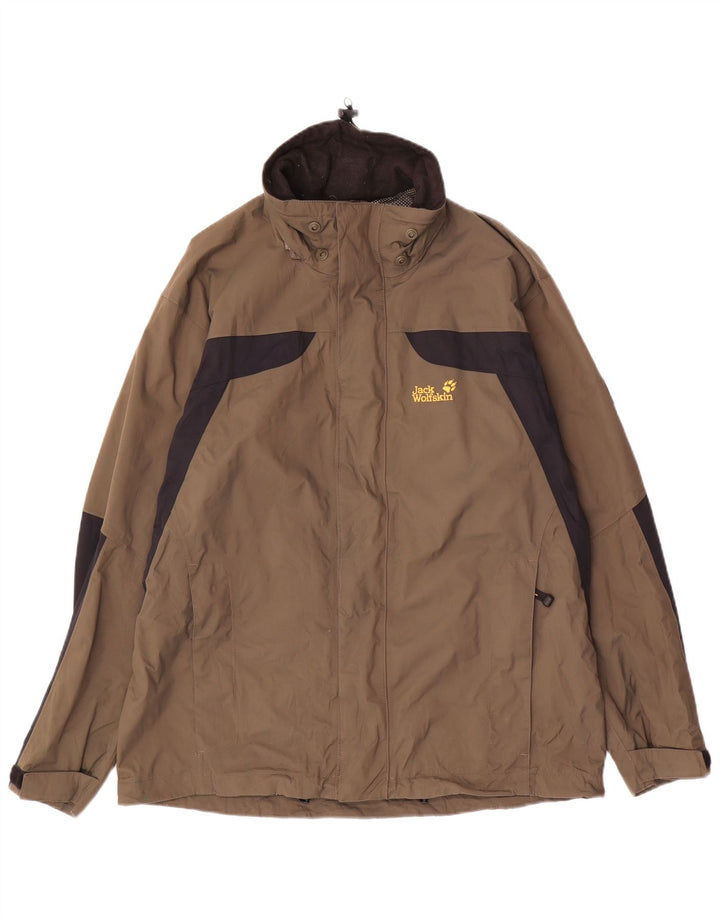JACK WOLFSKIN Jachetă de ploaie pentru bărbați Marea Britanie 36/38 Maro mediu Poliamidă bloc de culoare