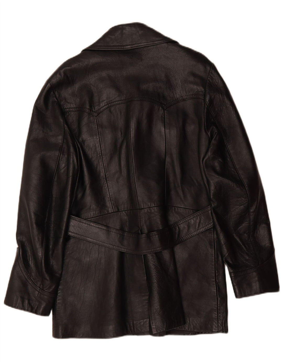 Vintage Damen Ledermantel IT 42 Medium Schwarz
