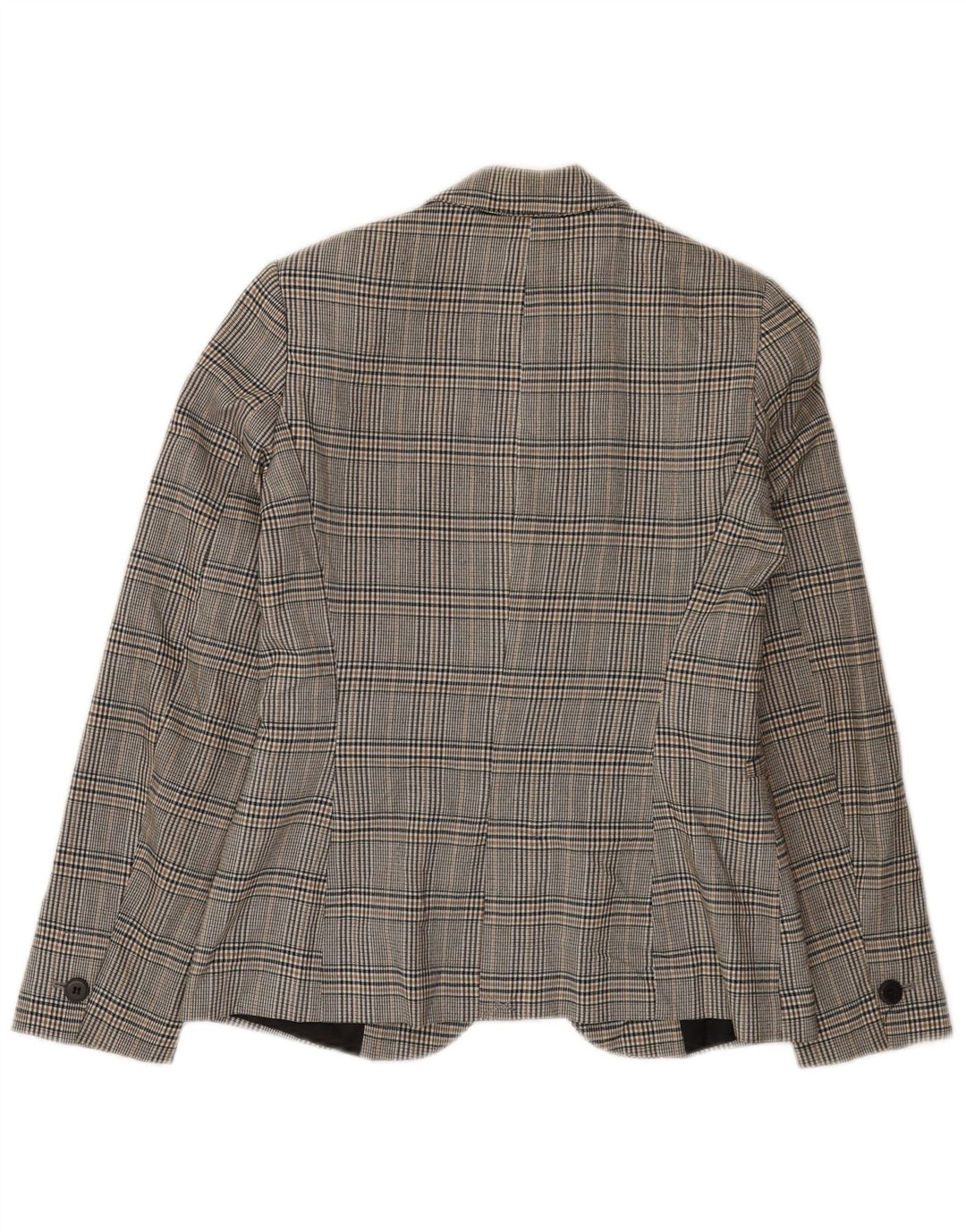 Zara Damen 1-Knopf-Blazerjacke EU 34 2XS grau kariertes Polyester