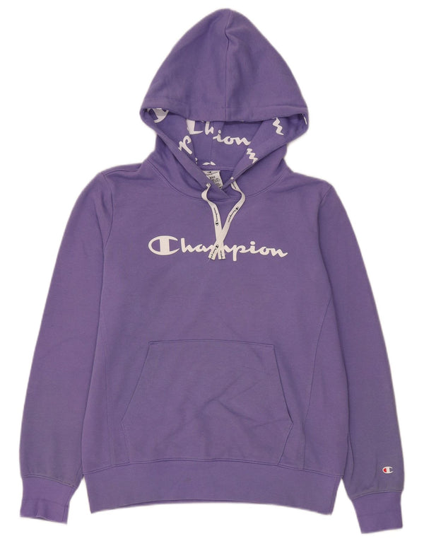 Felpa con cappuccio grafica da donna Champion UK 16 grande cotone viola