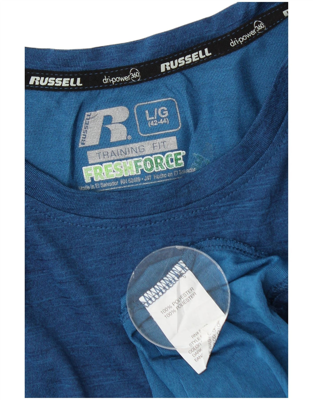 Russell Athletic Mens Dri-Power T-Shirt Top UK 42/44 Large Blue Polyester