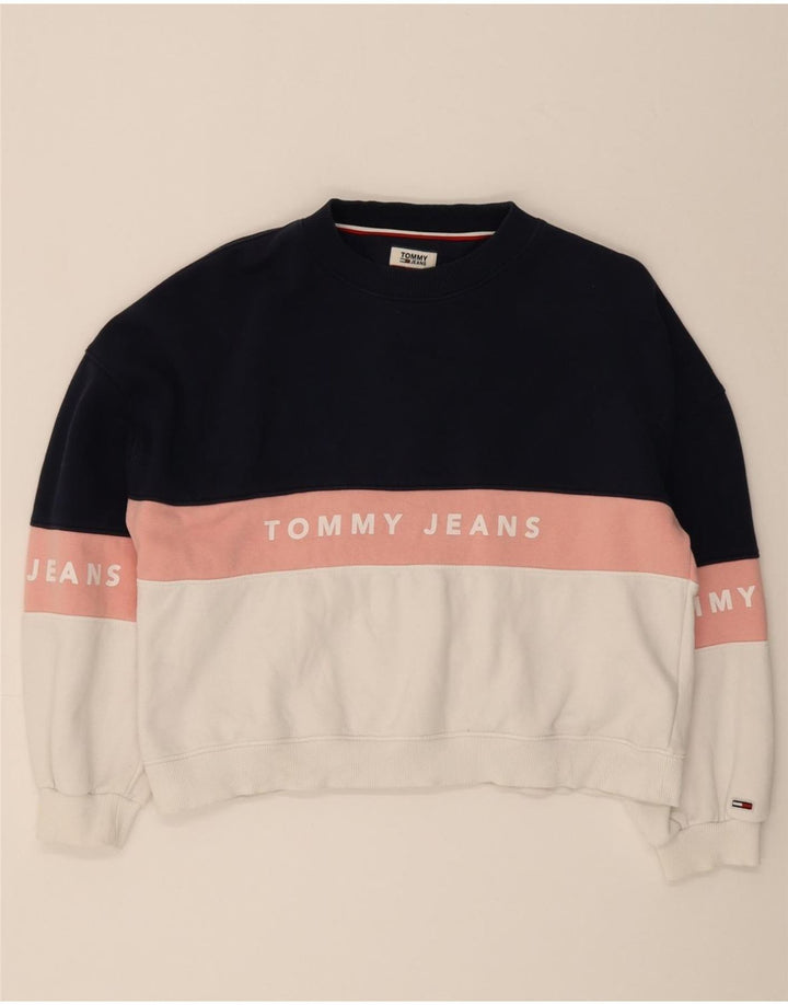 TOMMY HILFIGER Womens Graphic Sweatshirt Jumper UK 10 Small Multicoloured Vintage Tommy Hilfiger and Second-Hand Tommy Hilfiger from Messina Hembry 